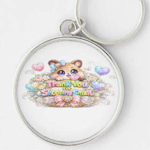 Schattig Kawaii Bedankt Voor Winkelen Kleine Kat S Sleutelhanger
