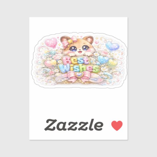 Schattig Kawaii Beste Wensen Kat Pastel Roze Bloem Sticker (Vel)