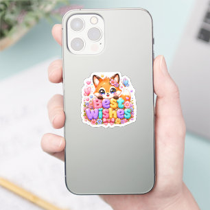 Schattig Kawaii Beste Wensen Vos Naam Pastel Roze Sticker