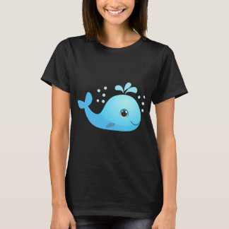 Schattig Kawaii Blauwe Walvis Cartoon T-shirt