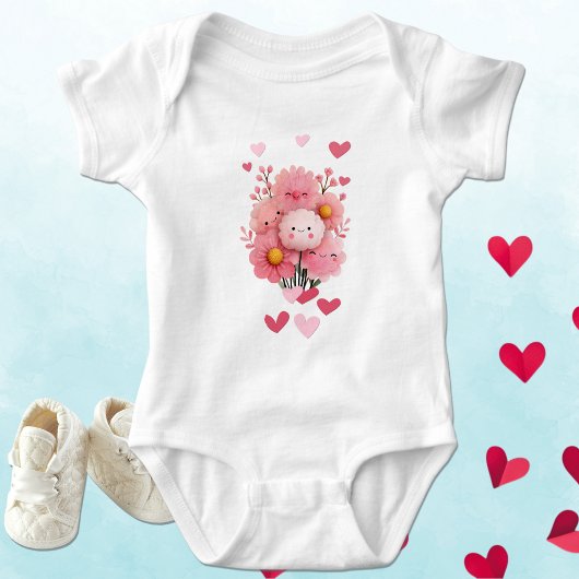 Schattig Kawaii Bloem Met Hartjes Romper