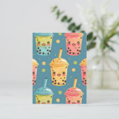 Schattig Kawaii Boba Drink Design Briefkaart (Staand voorkant)