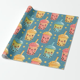Schattig Kawaii Boba Drink Design Cadeaupapier