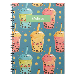 Schattig Kawaii Boba Drink Design Notitieboek