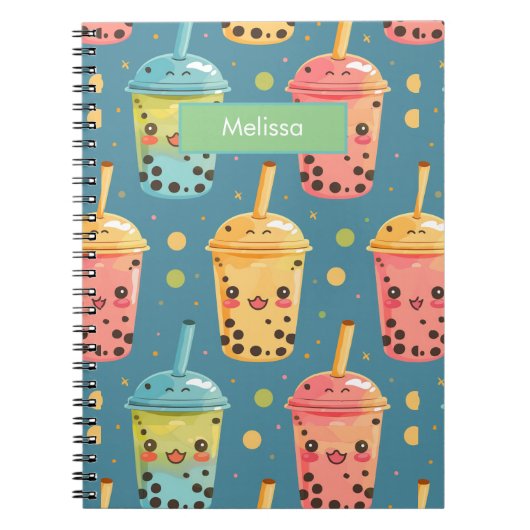 Schattig Kawaii Boba Drink Design Notitieboek (Voorkant)