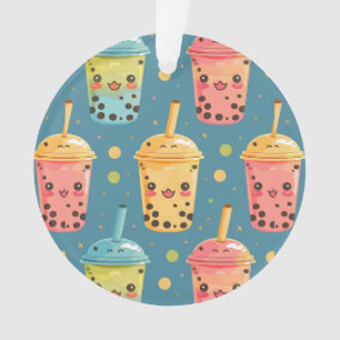 Schattig Kawaii Boba Drink Design Ornament