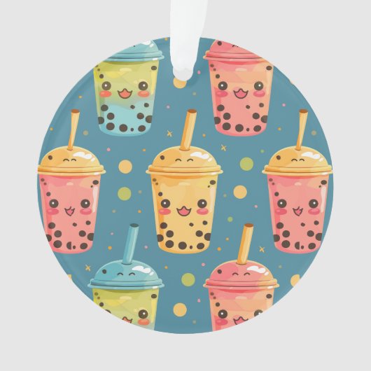 Schattig Kawaii Boba Drink Design Ornament (voorkant)
