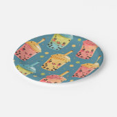 Schattig Kawaii Boba Drink Design Papieren Bordje (Gekanteld)