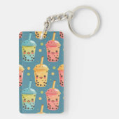 Schattig Kawaii Boba Drink Design Sleutelhanger (achterkant)