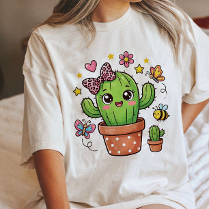 Schattig Kawaii Cactus Met Vlinders En Bij Tri-Blend Shirt