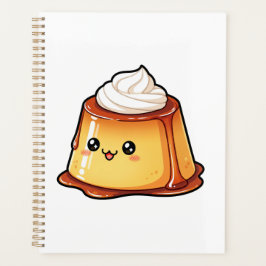 Schattig Kawaii Caramel Pudding Dessert Karakter Planner