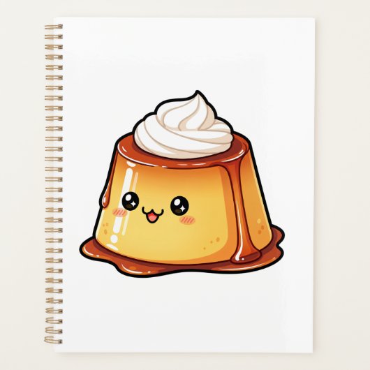 Schattig Kawaii Caramel Pudding Dessert Karakter Planner (Voorkant)