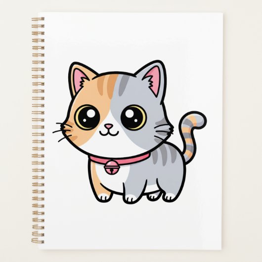 Schattig Kawaii Cartoon Kat Mascotte Planner (Voorkant)