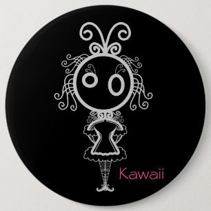 Schattig Kawaii Cartoon Meisje Ronde Button 6,0 Cm