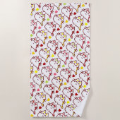 Schattig Kawaii Cats and Hearts Pattern Strandlaken (Voorkant)