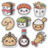 Schattig Kawaii Chinees Eten Sticker (Voorkant)