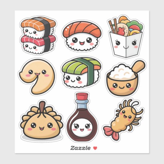 Schattig Kawaii Chinees Eten Sticker (Vel)