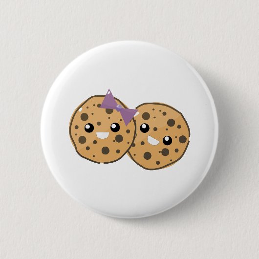 Schattig Kawaii Chocolate Chip Cookie Koppel Ronde Button 5,7 Cm (Voorkant)