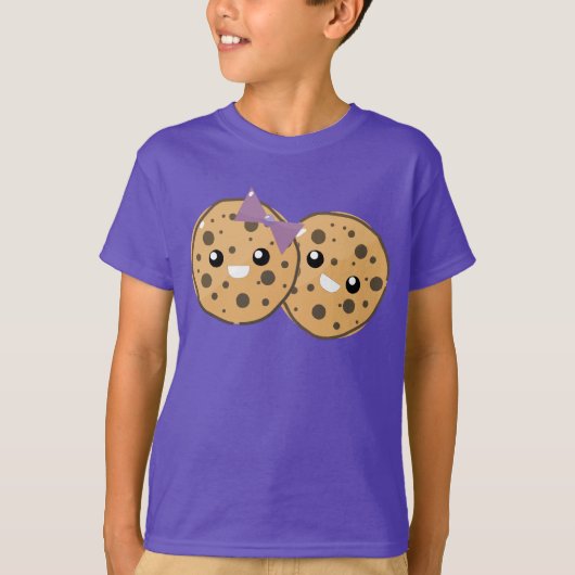 Schattig Kawaii Chocolate Chip Cookie Koppel T-shirt (Voorkant)