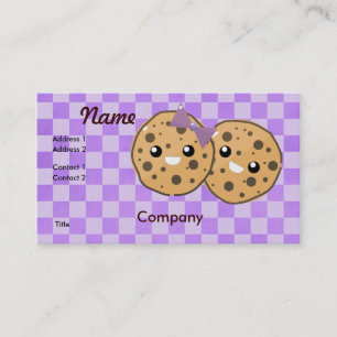 Schattig Kawaii Chocolate Chip Cookie Koppel Visitekaartje