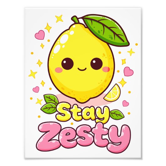 Schattig Kawaii Citroen “Blijf Zure” Foto Afdruk (Voorkant)
