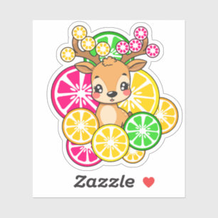 Schattig Kawaii Citrus Hert Citroen Sinaasappel Sticker