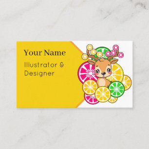 Schattig Kawaii Citrus Hert Citroen Sinaasappel Visitekaartje