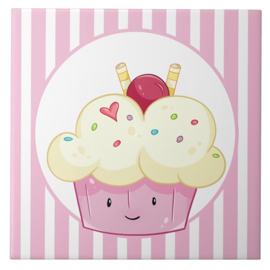 schattig kawaii cupcake decor keuken bakkerij craf tegeltje (Voorkant)