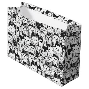 Schattig Kawaii Dier Doodle Patroon (1) Groot Cadeauzakje