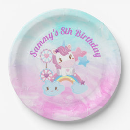 Schattig Kawaii Droomachtig Eenhoorn Regenboog Wol Papieren Bordje