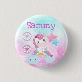 Schattig Kawaii Droomachtige Eenhoorn Regenboog Wo Ronde Button 3,2 Cm