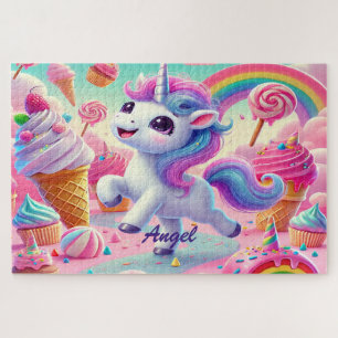 Schattig Kawaii Eenhoorn, Cupcakes, Regenboog Legpuzzel