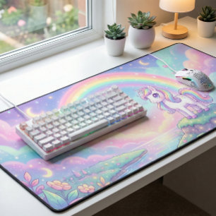 Schattig Kawaii Eenhoorn Pastel Regenboog Magisch Bureaumat
