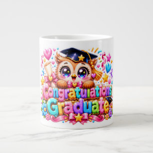 Schattig Kawaii Felicitaties Geslaagd Uil Pastel P Grote Koffiekop