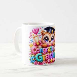 Schattig Kawaii Felicitaties Geslaagd Uil Pastel P Koffiemok