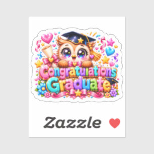 Schattig Kawaii Felicitaties Geslaagd Uil Pastel P Sticker