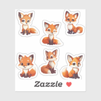 schattig Kawaii Fox sticker Blad