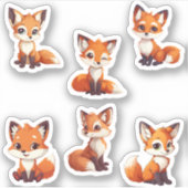 schattig Kawaii Fox sticker Blad (Voorkant)
