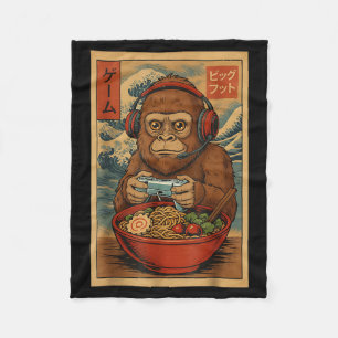 Schattig Kawaii Gamer Bigfoot Ramen Retro Japanse Fleece Deken