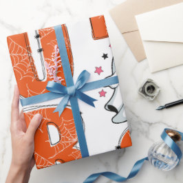 Schattig Kawaii Geest “Boo” Halloween-ontwerp Cadeaupapier