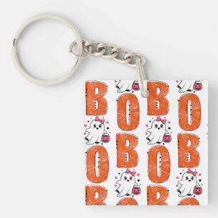 Schattig Kawaii Geest “Boo” Halloween Ontwerp Sleutelhanger