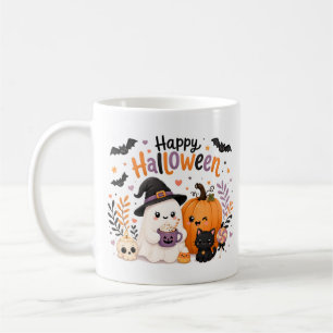 Schattig Kawaii Gelukkig Halloween Geest en Pompoe Koffiemok