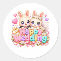 Schattig Kawaii Gelukkig Trouw Konijnen Koppel Pas