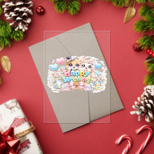 Schattig Kawaii Gelukkig Trouwend Koppel Dieren Pa Acryl Uitnodigingen