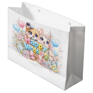 Schattig Kawaii Gelukkig Trouwend Koppel Dieren Pa Groot Cadeauzakje