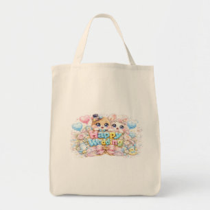 Schattig Kawaii Gelukkig Trouwend Koppel Dieren Pa Tote Bag