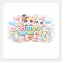 Schattig Kawaii Gelukkig Trouwend Koppel Dieren Pa