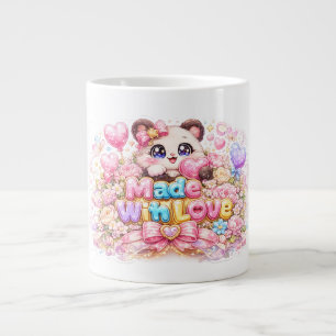 Schattig Kawaii Gemaakt Met Liefde Kat Naam Pastel Grote Koffiekop