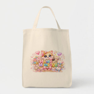 Schattig Kawaii Gemaakt Met Liefde Kat Naam Pastel Tote Bag