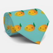 Schattig Kawaii Glimlachend Mango Patroon Stropdas (Opgerold)